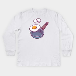 Frying pan and egg fried Kids Long Sleeve T-Shirt